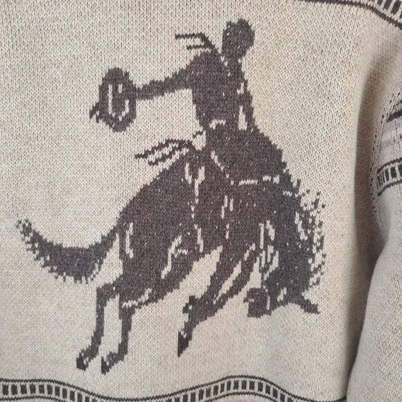 RRL Ralph Lauren Southwestern Shawl Collar Cardigan Beige Brown Wool Blend M - Picture 9 of 10